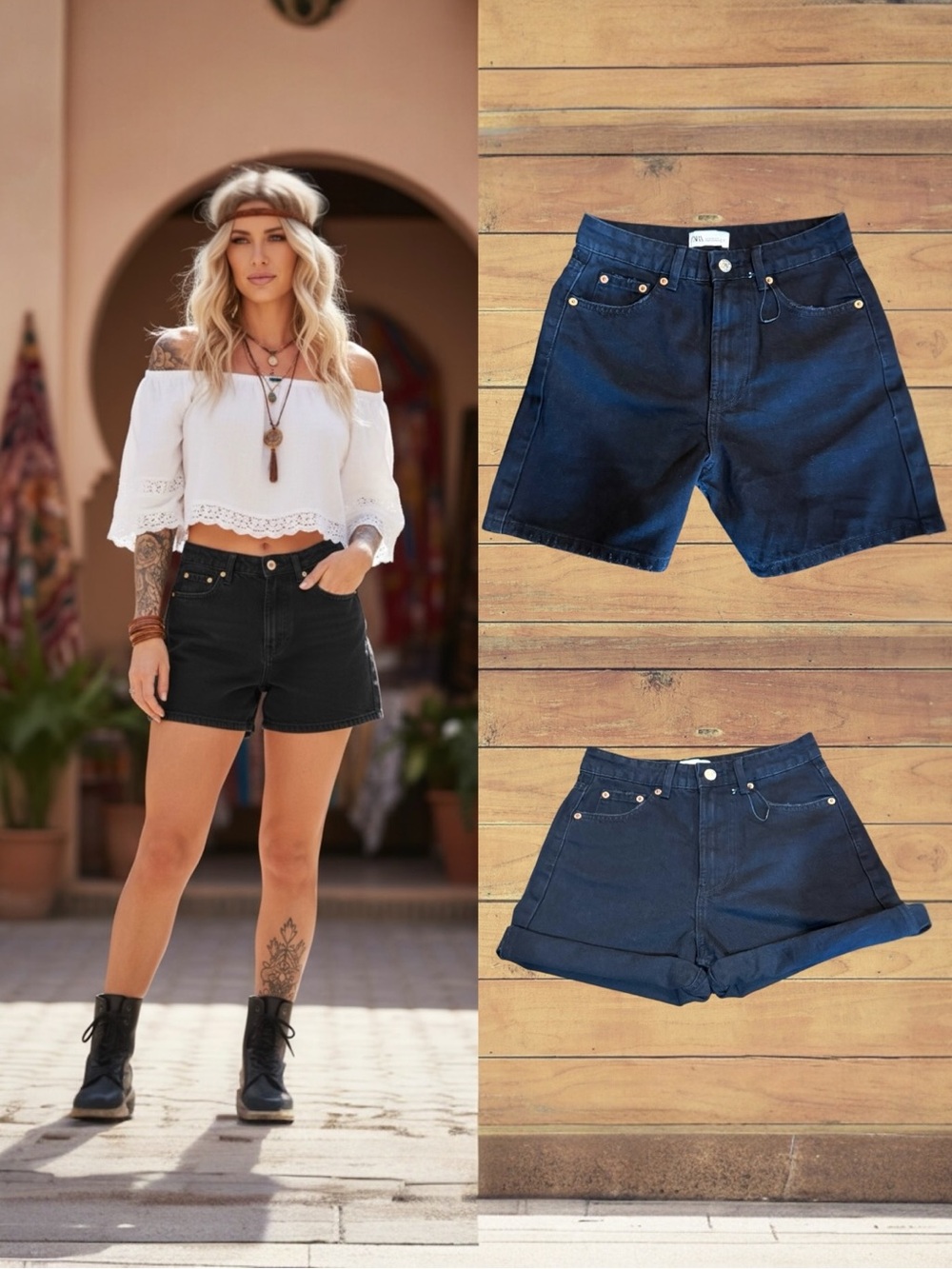 Zara Women’s High-Rise Black Denim Shorts - Size 4  NWOT